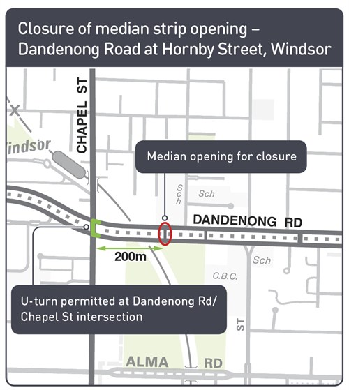 Dandenong Rd median strip