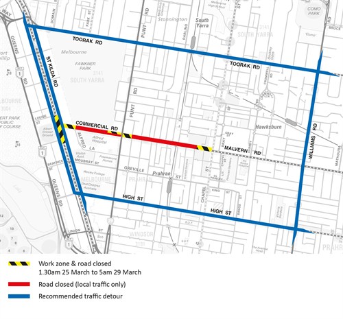 15325 YTM St Kilda & Commercial Rd Works - Detour Map 3_FA V 2_FINAL