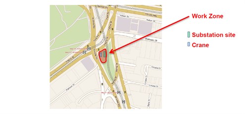 St Kilda Junction Substation Delivery and Crane Lift work zone image