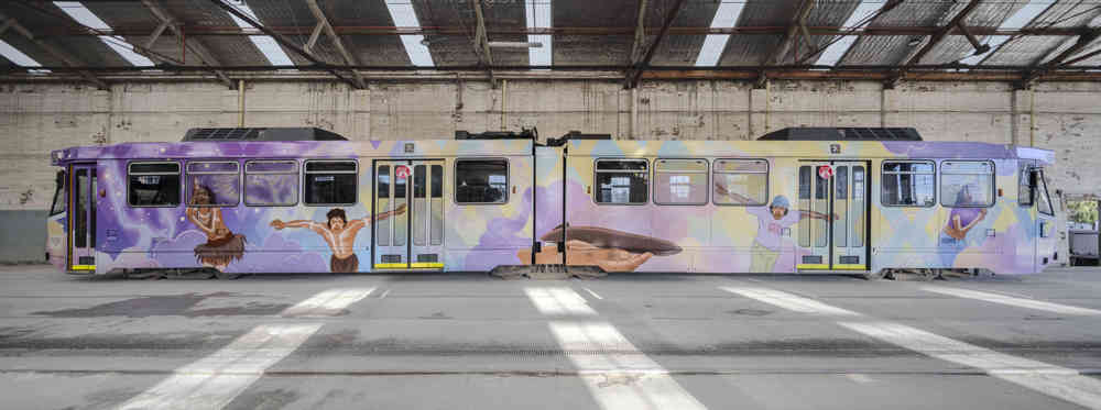 Natasha Carter's tram in the sheds at Essendon