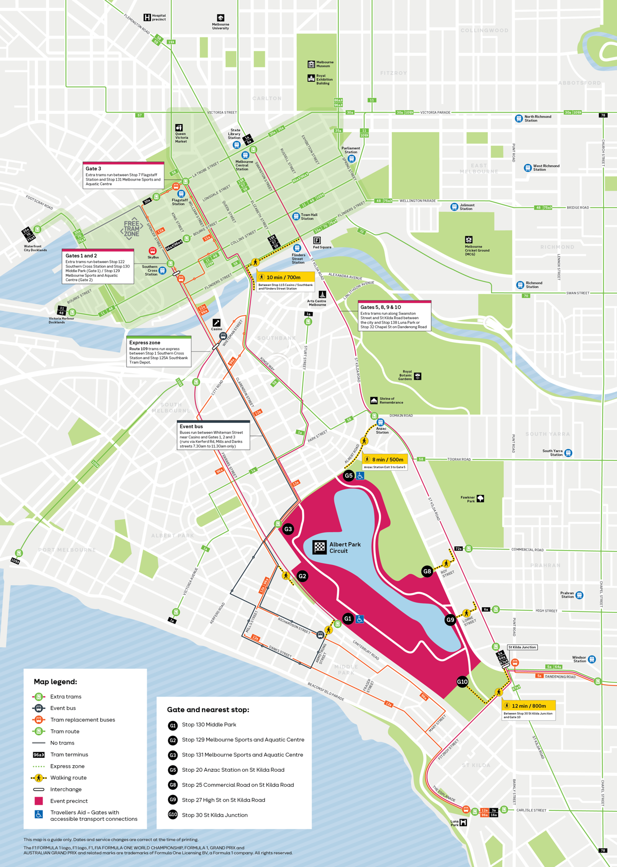 Grand Prix 2026 tram service changes and event services map