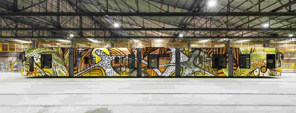 Sonja Hodge's tram in the sheds at Brunswick